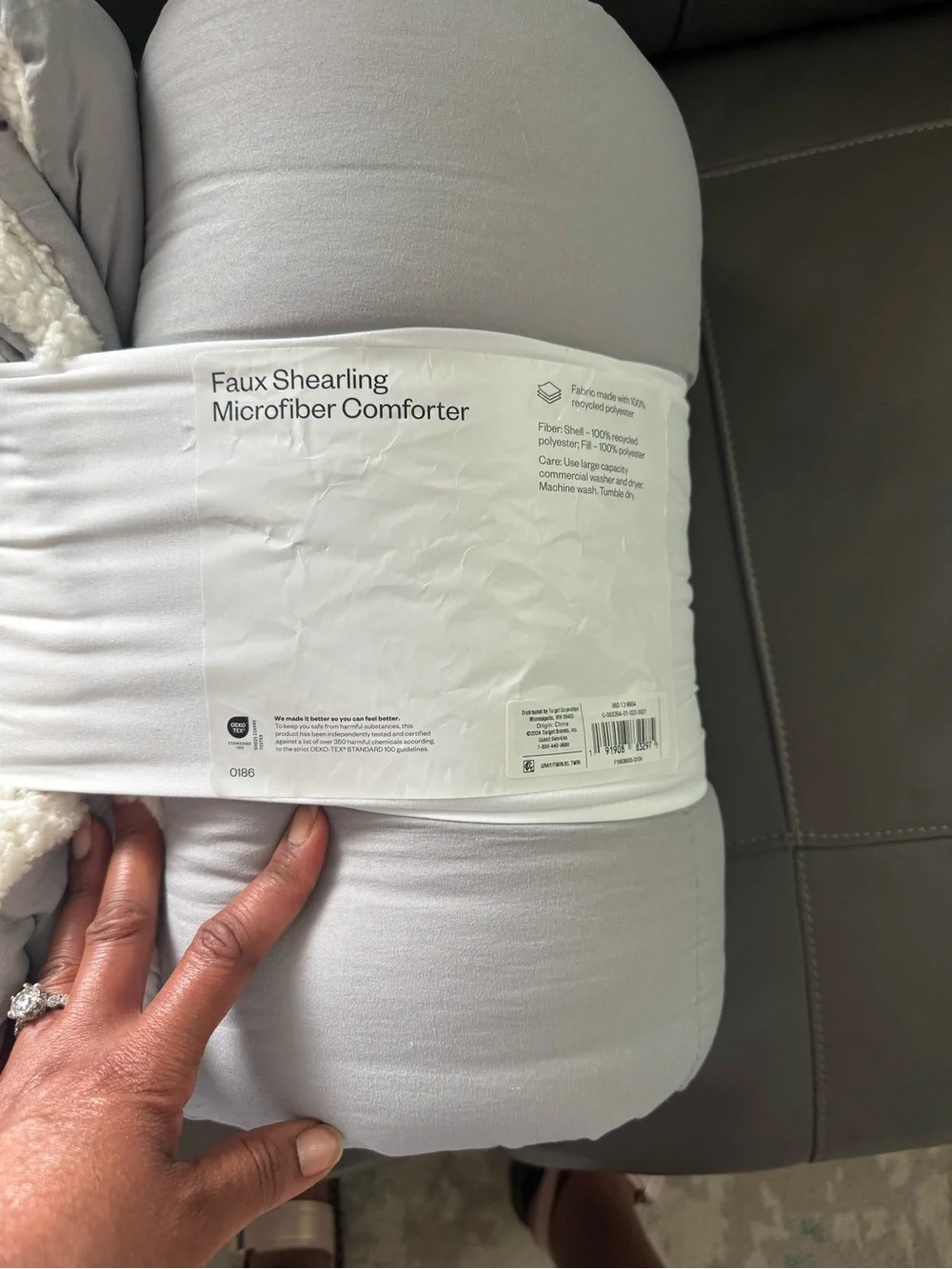 Room Essentials Light Gray Faux Shearling Comforter